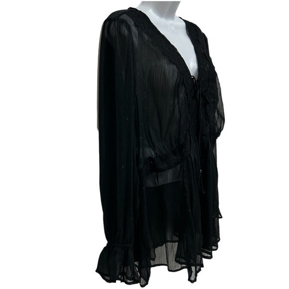 Torrid Womens Plus Size 1 Babydoll Crinkle Lurex Chiffon Top Blouse 14-16 - Picture 8 of 15